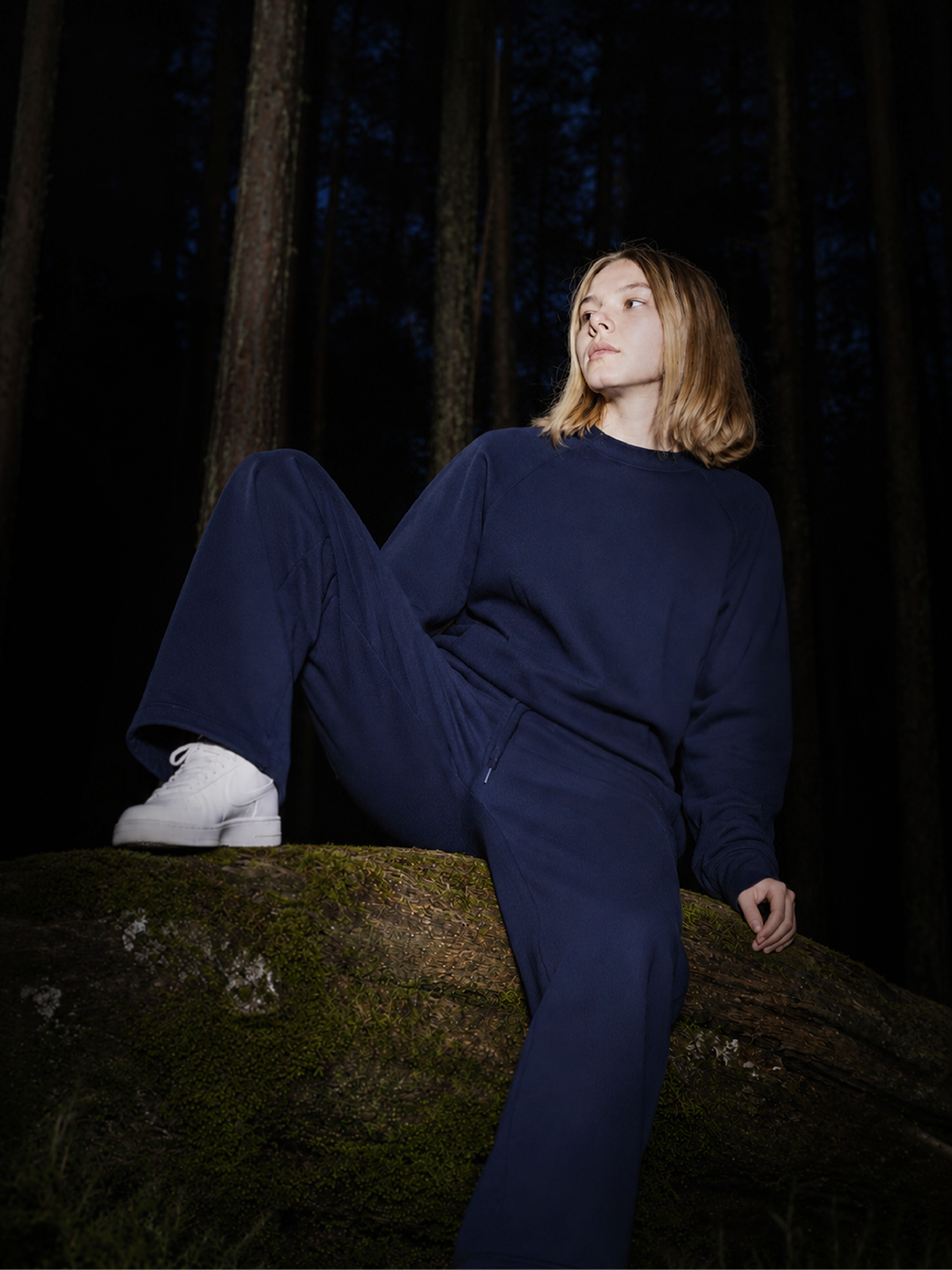 CORD SET (RAGLAN TEE & BAGGY JOGGER) - NAVY - Image 2