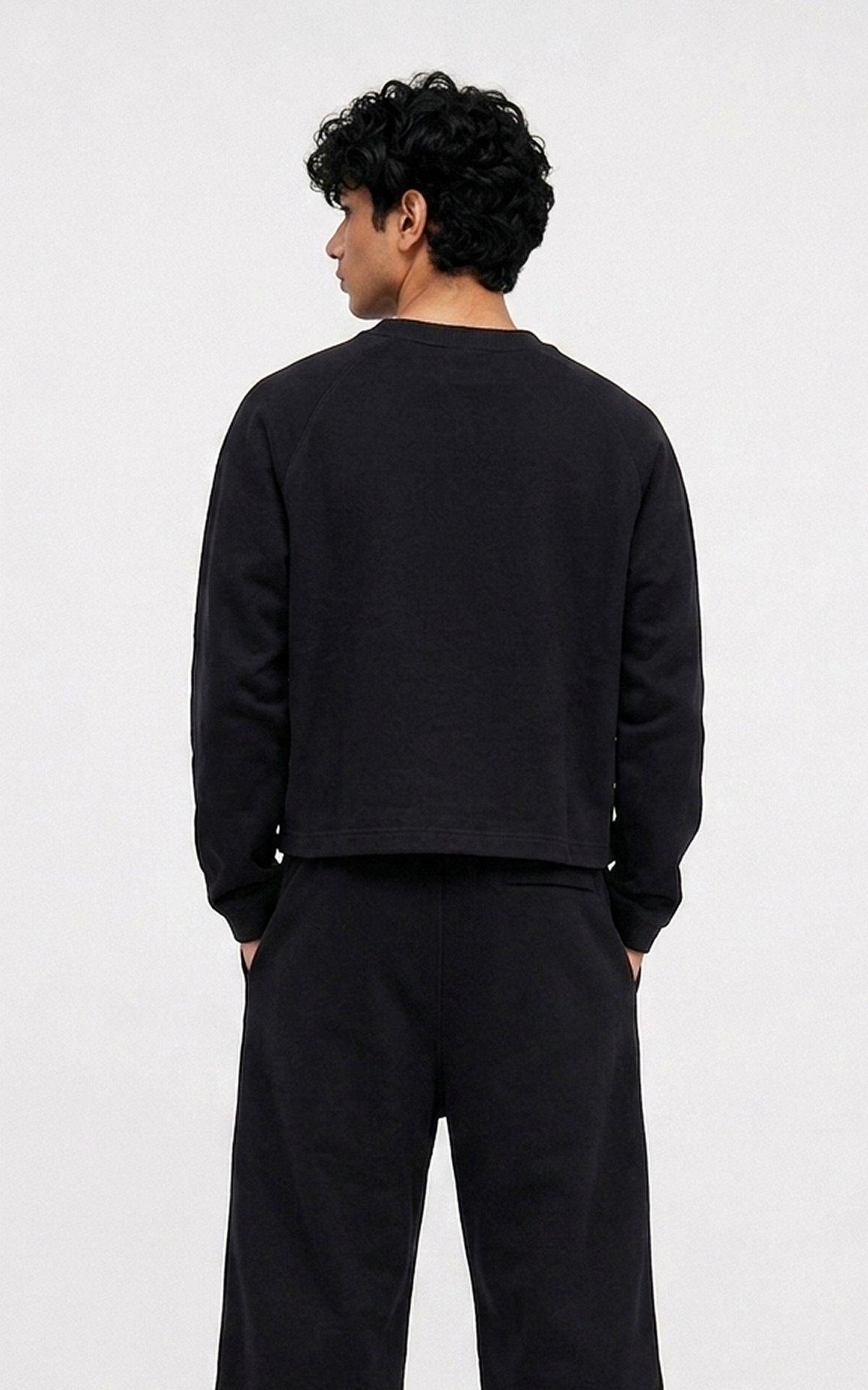 CORD SET (RAGLAN TEE & BAGGY JOGGER) - BLACK - Image 7