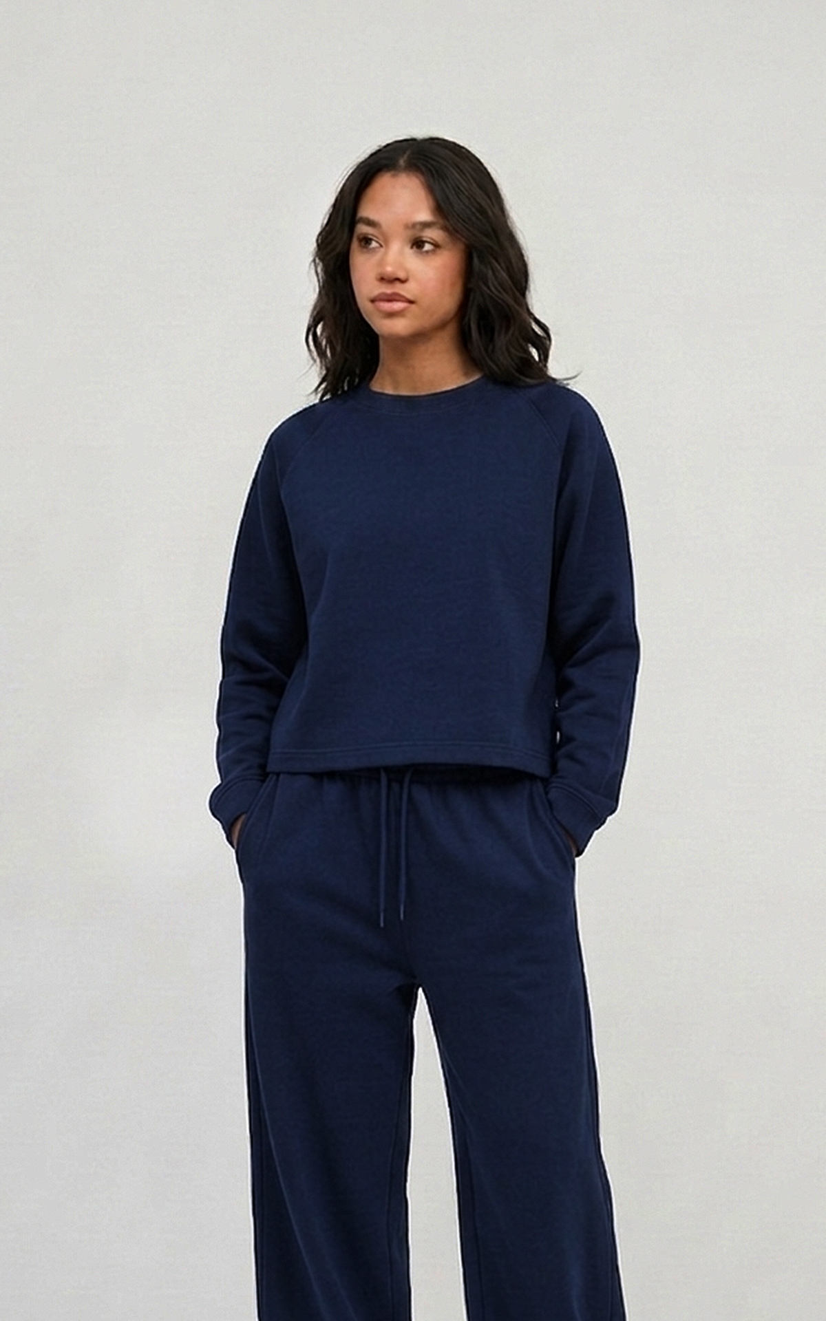 CORD SET (RAGLAN TEE & BAGGY JOGGER) - NAVY - Image 5