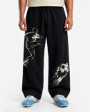 Football Print Joggers – Black Soccer Graphic Sweatpants