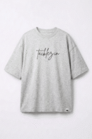 Grey Melange Oversized T-Shirt – Drop Shoulder, Unisex