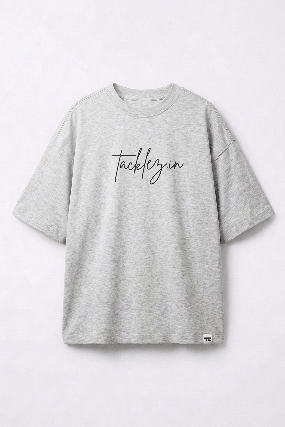 Grey Melange Oversized T-Shirt – Drop Shoulder, Unisex