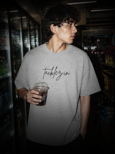 Grey Melange Oversized T-Shirt – Drop Shoulder, Unisex