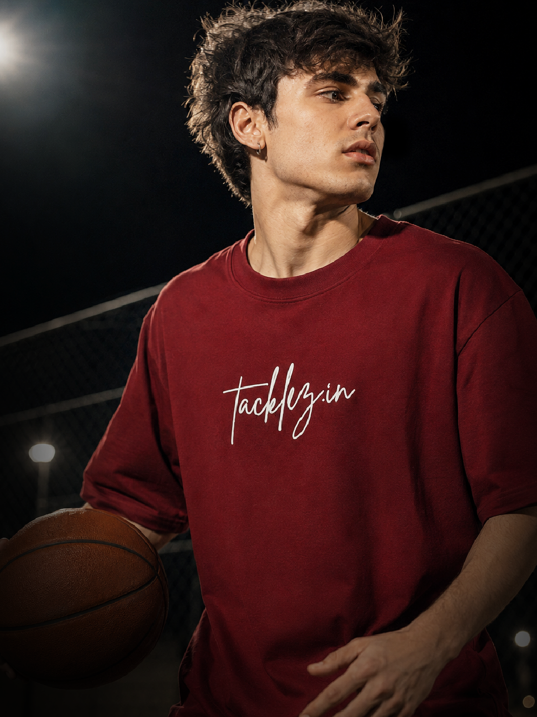 Maroon Oversized T-Shirt – Drop Shoulder, Unisex - Image 3