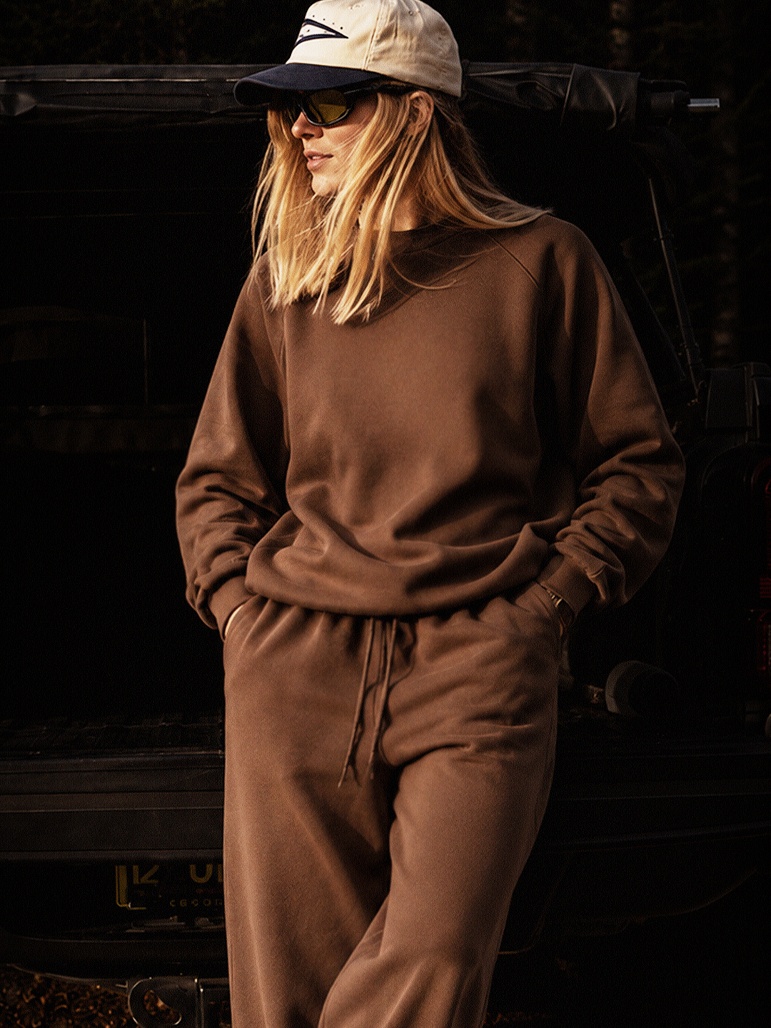 CORD SET (RAGLAN TEE & BAGGY JOGGER) - COFFEE - Image 2