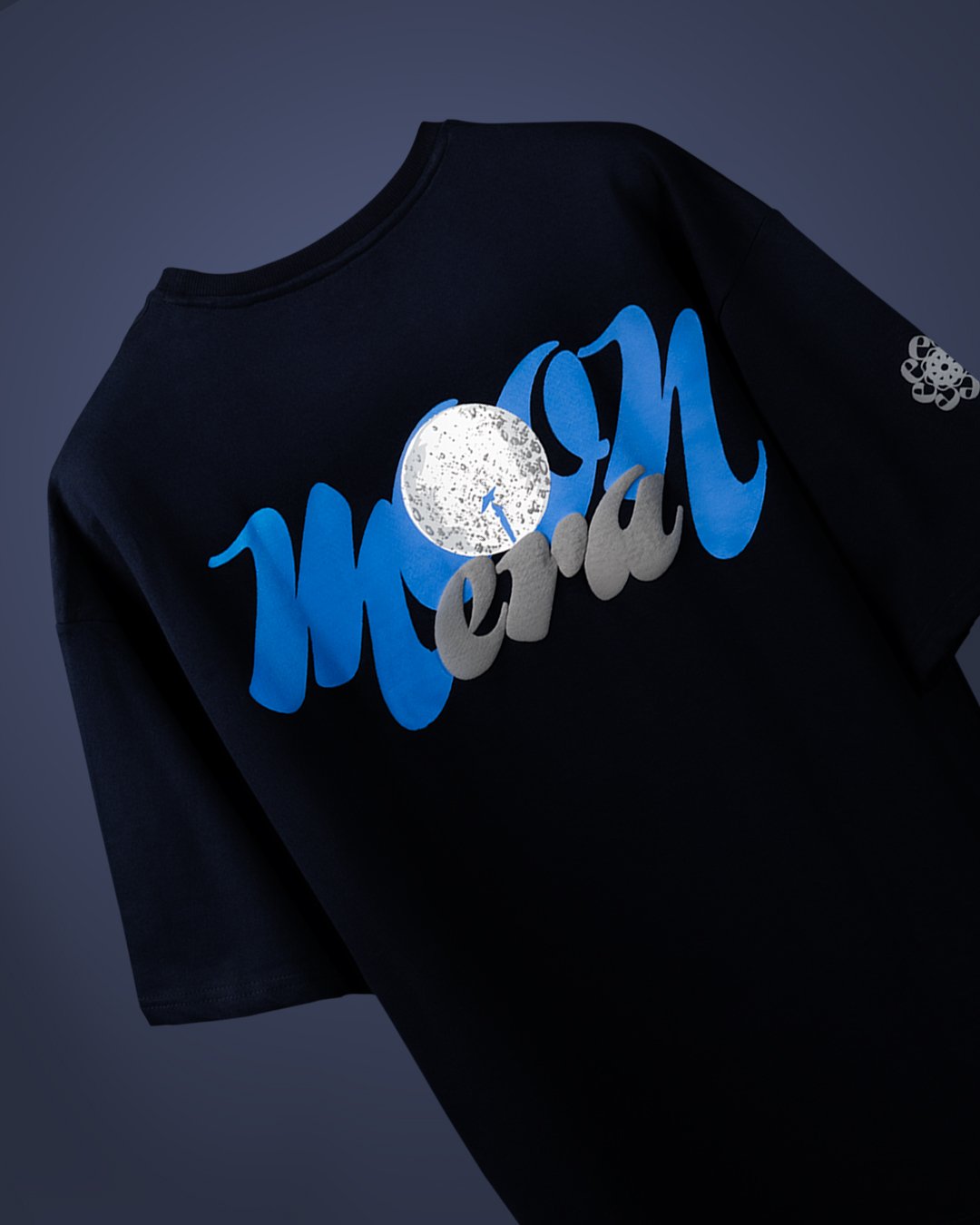 Premium "Moon Era" Oversized T-Shirt – Navy Blue - Image 7