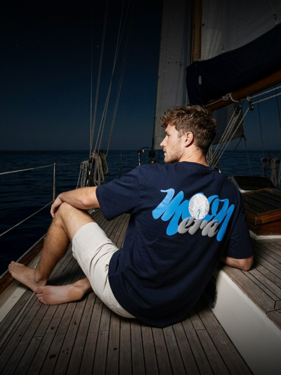 Premium "Moon Era" Oversized T-Shirt – Navy Blue