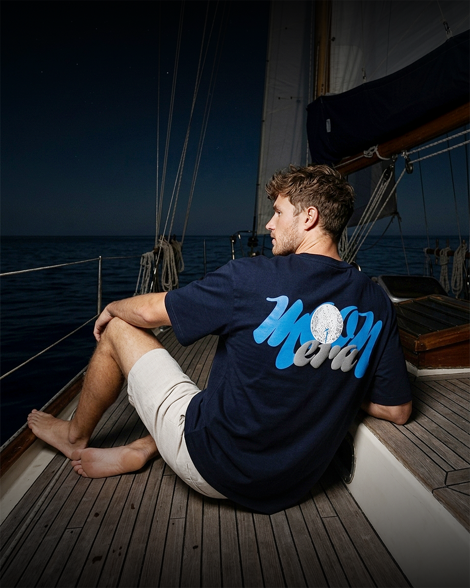 Premium "Moon Era" Oversized T-Shirt – Navy Blue