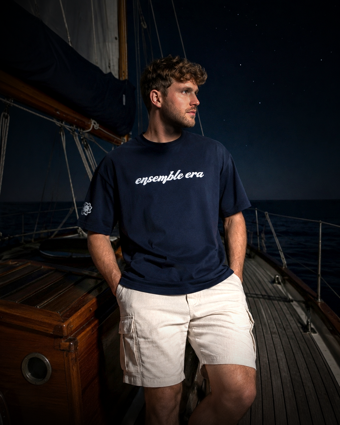 Premium "Moon Era" Oversized T-Shirt – Navy Blue - Image 3