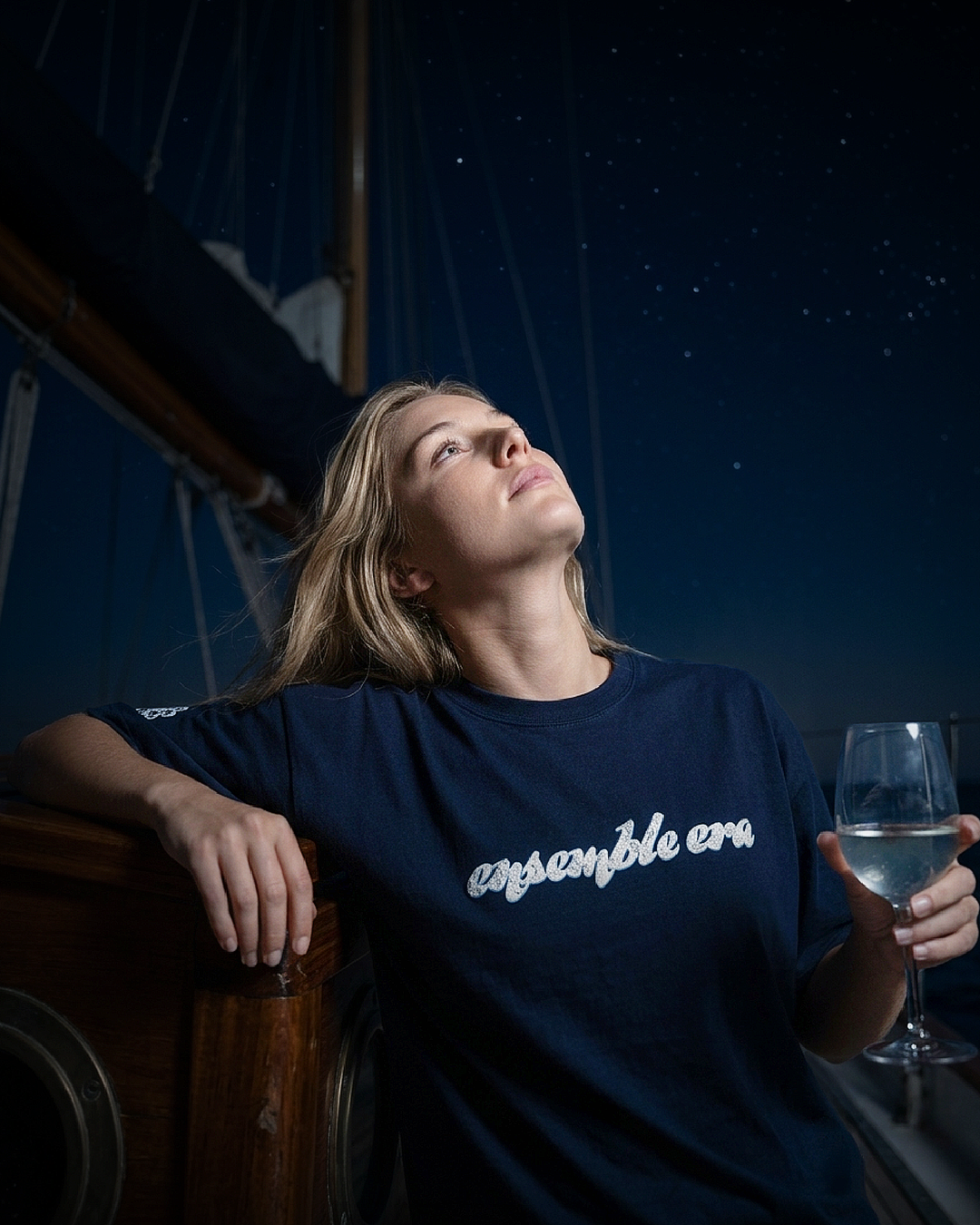 Premium "Moon Era" Oversized T-Shirt – Navy Blue - Image 2